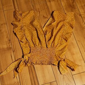 Polka Dot Smocked Yellow Top